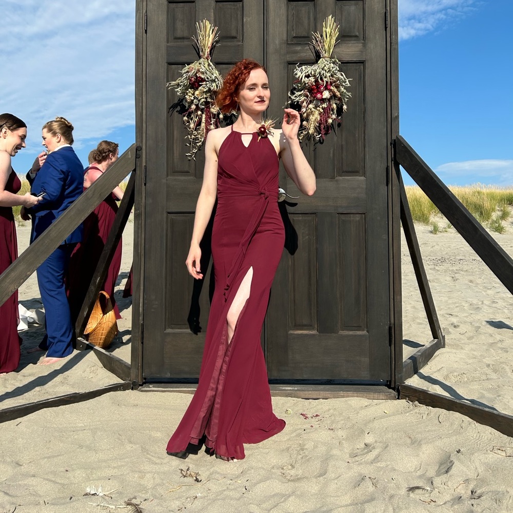 Maroon bridesmaid dress